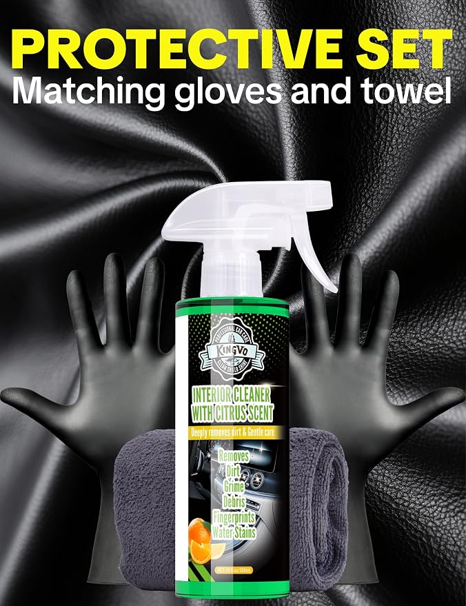 Car Interior Cleaner Spray, Multipurpose Leather Seat Cleaner Upholstery Car Cleaning Kit Auto Dashboard Vinyl Detailing Supplies Kit,Citrus Scent