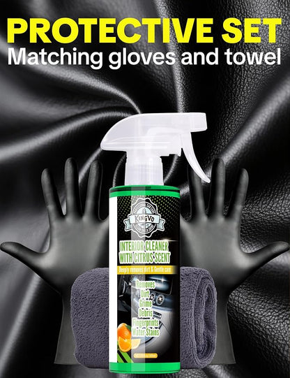 Car Interior Cleaner Spray, Multipurpose Leather Seat Cleaner Upholstery Car Cleaning Kit Auto Dashboard Vinyl Detailing Supplies Kit,Citrus Scent