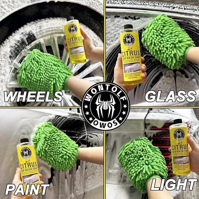 Wontolf Complete Car Wash Cleaning Kit, Car Interior Detailing Kit with Car Wash Soap, Interior Detailing Cleaner, Wheel Cleaner, Wheel Brush, Dying Towel, for Cars Trucks RVs SUVs