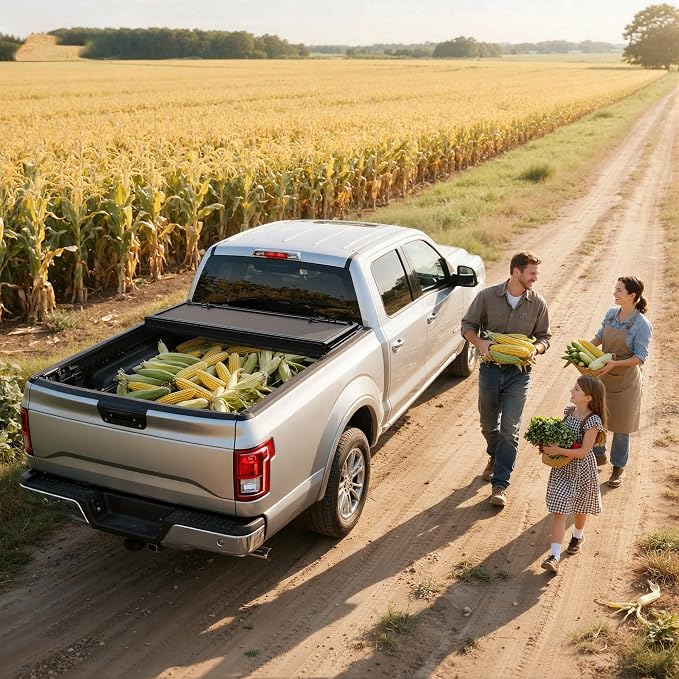 OEDRO Low-Profile Hard Tri-Fold Tonneau Cover Compatible with Toyota Tacoma 2024 2025 2026 (Excl. Trail Edition) 5ft Bed with Tacoma Bed Rail, One-Handed Quick Release, Drainage Design