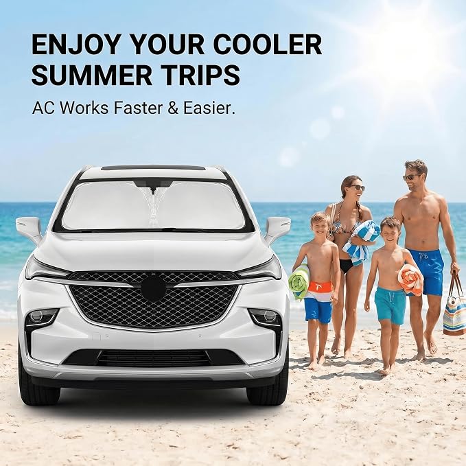 for Buick Enclave Windshield Sun Shade 2018-2023 2024 2025, Custom Fit Front Window Sunshade, Foldable UV Ray Blocker, Car Accessories Sun Visor for Enclave