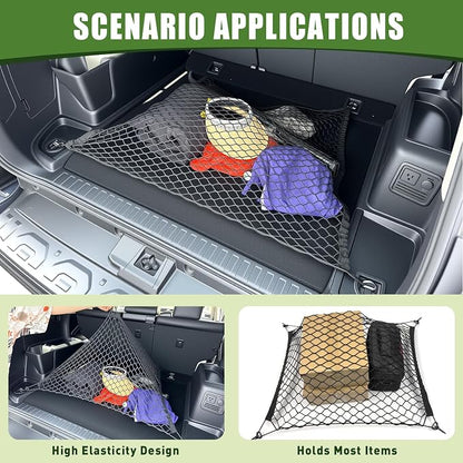Trunk Cargo Net for 2010-2024 Toyota 4Runner 2 Row Model Only, Trunk Organizer Luggage Net Anti-Slip Rear Mesh Cargo Netting for 4 Runner SUV Accessories(Floor Style)