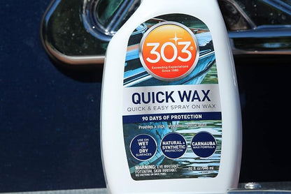 303 (30213-6PK) Marine Quick Wax - Quick And Easy Spray On Wax - 90 Days Of Protection - Provides a Slick, Protective, Glossy Shine - Use On Wet Or Dry Surfaces - Carnauba Wax, 32 fl. oz. 6 Pack
