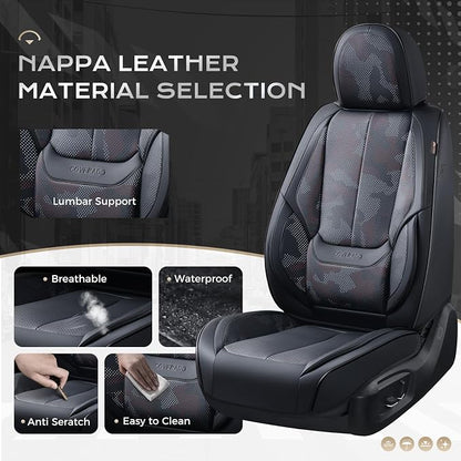 Coverado Seat Covers, Car Seat Covers Full Set, Leather Seat Covers for Cars, Car Seat Protector, Black Car Seat Covers Front Seats and Back Seats Universal Fit for Most Cars Camo