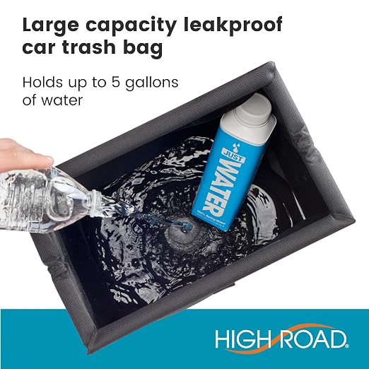 High Road Large TrashStash Hanging Car Trash Can Garbage Bag with Push-Close Lid and Waterproof Bin for Cars, SUVs and Trucks, Holds 4.5 Gallons of Car Trash