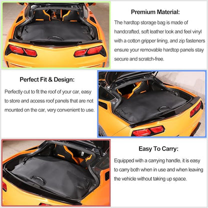 Targa Top Roof Panel Protection Storage Cover Bag for Chevrolet Corvette C7 2014 2015 2016 2017 2018 2019 Coupe, Removable Trunk Roof Panel Storage Bag, Hard Top Rooftop Organizer Accessories 23148691