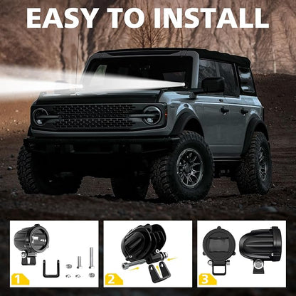 4WDKING 2" Motorcycle Accessories 20W Spot Driving Light Waterproof Off-Road Work Lamp for Motorcycle, ATV, UTV, Dirt Bike, 4x4 Pickup Truck, Boat, Trailer （2PCS）