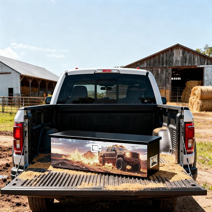 Truck Bed Tool Box,truck toolbox compatible with Sierra, Sierra Accessories, 38.5 x 11.6 x 9.6 Inches, Alloy Steel, Lockable, Weathertight, Rust Resistant, Flip Top, For Pickup Trucks