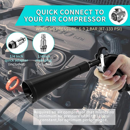 GOCCIDA Car Dry Cleaning Gun,Tornado Air Gun,High Pressure Air Blow Gun,Fast Interior Dryer Car Detailing Kit,Vortex Air Cleaning Tool for Car Detailing(2 Set Nozzle)