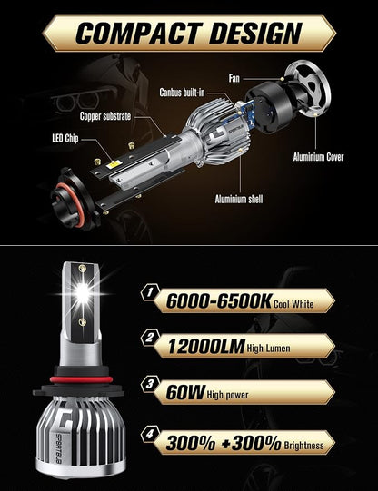 Fit For Ford F-150 (2015-2020) 9005 H11 High/Low Beam LED Headlight Bulbs, Super Bright Cool White, Plug and Play, Pack of 4