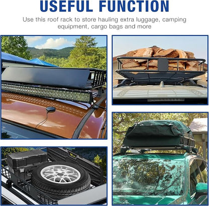64"x39" Universal Roof Rack Basket with Net & Wind Fariring, Heavy-Duty Roof Rack Cargo Carrier up to 250 lbs, Weather-Resistant for SUV/Truck/Jeep/Camping/Travel