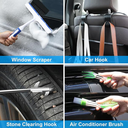 40Pcs Car Wash Detailing Kit Cleaning Kits with Foam Gun Sprayer Vacuum with Long Cord Drill Brush Large Wash Mitt Towels Complete Interior Exterior Car Washing Supply Set Black