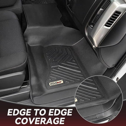 YITAMOTOR Floor Mats Compatible with 2014-2018 Silverado/Sierra 1500, 2015-2019 2500HD/3500HD Crew Cab, with 1st Row Bench Seat, All Weather TPE Custom Fit Silverado Floor Liners 1st & 2nd Row, Black