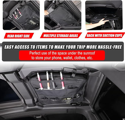 Car Sunroof Organizer Bag Compatible with 2024 2025 2026 Hummer EV Roof Panel Storage Bag Waterproof Foldable Multi-Function Car Rooftop Carrier Sunroof Storage Bags (Rear Top Roof Glass-Right)