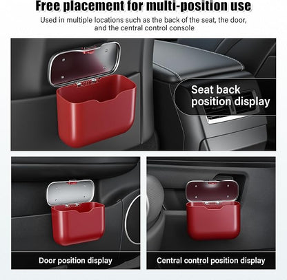 UYYE Car Trash Can, Car Garbage Bin with Lid & Handle - Leak-Proof Mini Trash Can for Car, Truck, SUV - Essential Car Accessories for Organization (Red)