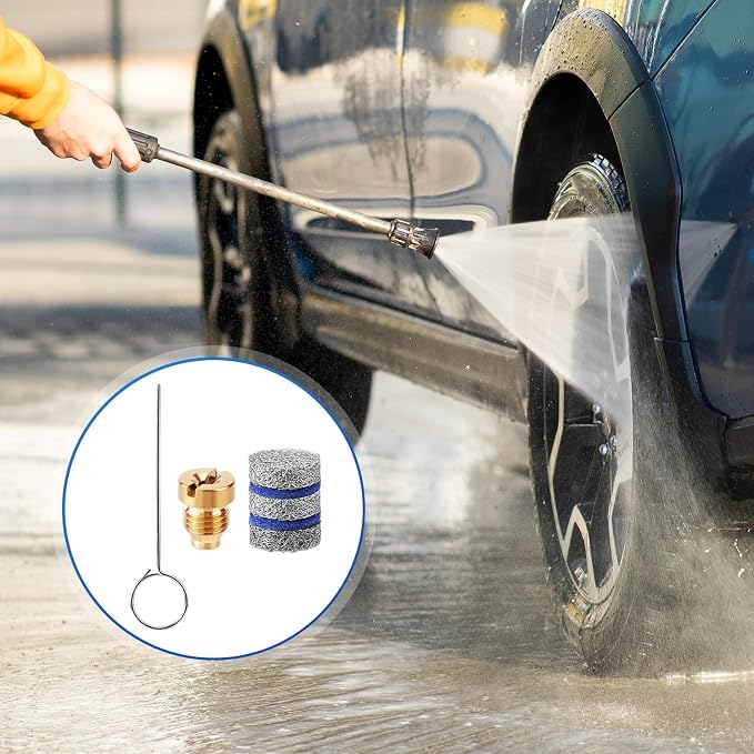 2 Sets 1.1mm Foam Cannon Orifice Kits, Stainless Steel Premium 0.04in Cannon Orifice Nozzles and Maker Meshes Kit Practical Replacement Part Accessories for Car Wash Snow Foam Lance (5 Layer)
