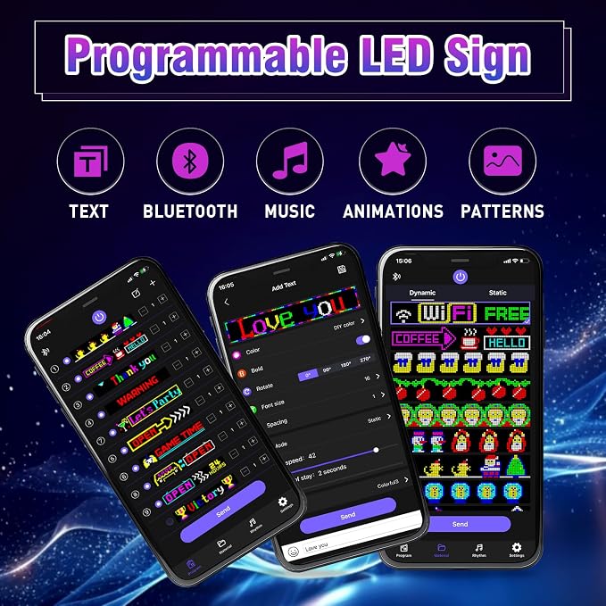 Programmable Devil Eyes for Cars,LED Sign for Car,Bluetooth APP Control,DIY Edit Text, Patterns, Animations
