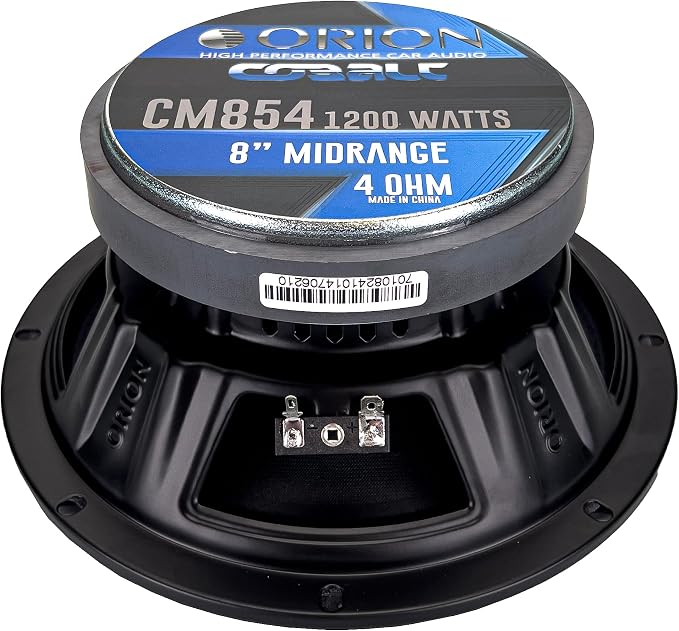 ORION Cobalt CM854 High Efficiency 8" Mid-Range Bullet Loudspeakers, 1200W Max Power, 300W RMS, 4 Ohm, 1.5" Voice Coil - Pro Car Audio Stereo, Midrange Speakers (Pair)