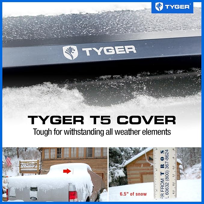 Tyger Auto T5 Tri-Fold Alloy Hardtop Truck Bed Tonneau Cover Compatible with 2024-2025 Ford Ranger | Fleetside 5' (61") Bed | TG-BC5F1022