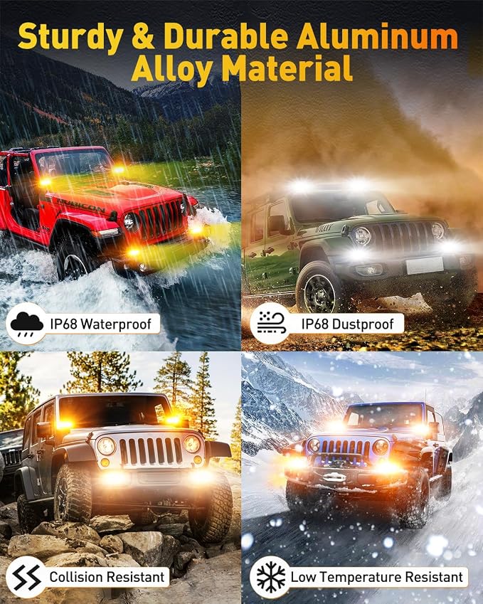 NAOEVO 6in LED Light Bar, 50W 4000LM LED Off Road/Fog/Driving Lights, Spot & Flood Combo for Trucks, Cars, Boat, ATV, UTV, 2 Pcs (White/Amber/White&Amber)