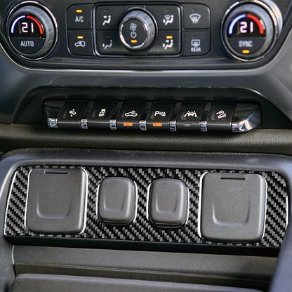 Real Premium Carbon Fiber Fit for Chevy Silverado/GMC Sierra 1500 2014-2018 for 2500/3500HD 2015-2019 Car Power Outlet Frame Trim Decals Sticker Auto Interior Accessories Cover Black
