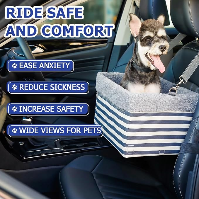 Dog Car Seats for Small Dogs, Upgrade Dog Booster Seat with Metal Frame Construction with Double-Layer Oxford, Perfect for Small Pets up to 20lbs