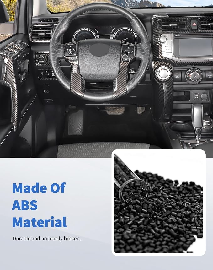for 4Runner 2010-2019 Carbon Fiber Black Whole Set Interior Panel Cover Trim Kit, Center Console Gear Shift Dashboard Panel Cover Trim for Toyota 4runner Interior Accessories