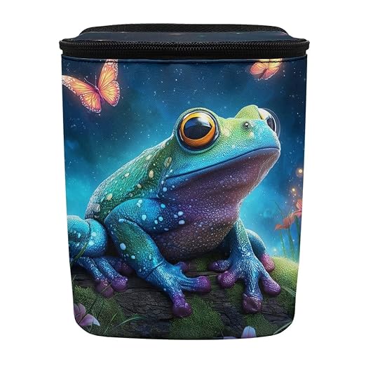 Talayituse Butterfly Galaxy Frog Print Car Trash Bin, Large Size Auto Trash Can Adjustable Portable Garbage Can with Lid, Vehicle Hanging Bag for Headrest Front Back Seat