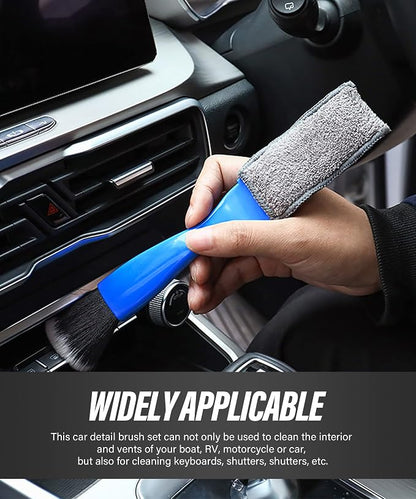 Universal 2 in 1 Duster for Car Clean,Car Bursh Tool,Double Head Brush,Auto Interior Detailing Brush,Soft Car Interior Detailing Brush Dust Brush (Black)