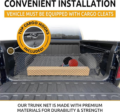 Truck Bed Envelope Style Trunk Mesh Cargo Net for Dodge Ram 1500 2019-2026 - Car Accessories - Premium Truck Bed Organizer - Cargo Net for Pickup - Vehicle Carrier Organizer for Dodge Ram 1500 TRX