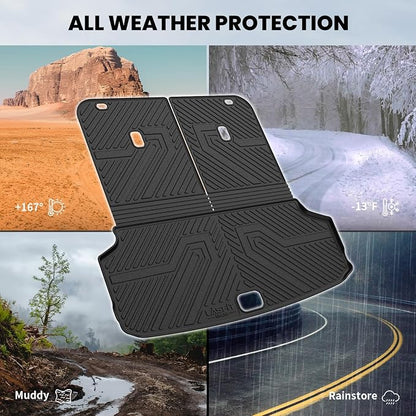 LASFIT Backrest & Cargo Mats for Kia EV9 2024-2026, All Weather TPE Easy Clean Durable No-Curling Custom Fit for Kia EV9 2026 2025 2024 Trunk Liners & Seatback, Black