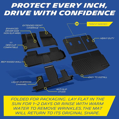 Michelin Vehicle Mats, All-Weather TPE Custom Fit Liner for 2024-2026 Chevy Traverse/2024-2026 GMC Acadia/2025-2026 Buick Enclave 7 Seats(7 Piece), Not Fit 2024 Traverse Limited, Premier
