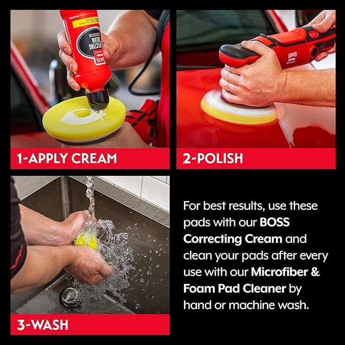 Griot's Garage 6.5” Perfecting Foam Pads for Car Polishing and Detailing, Buffing Pads for Paint Correction, Polishing, and Waxing, Yellow, Set of 2