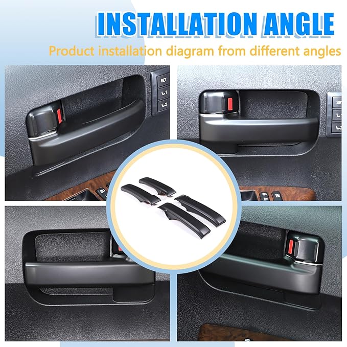 ABS Car Inner Door Handle Decoration Cover Trim Fit for Toyota Tundra/Sequoia 2007-2021 Interior Car Accessories (Matte Black)