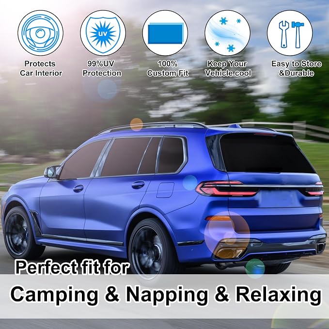 TINGLU Window Shades for BMW X7 3.0L xDrive40i 2021-2026 Accessories Car Side Full Windows Rear Triangular Windshield Sun Shade Sun UV Rays & Privacy Protection for Camping 8PCS