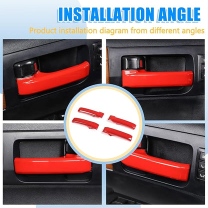 ABS Car Inner Door Handle Decoration Cover Trim Fit for Toyota Tundra/Sequoia 2007-2021 Interior Car Accessories (Red)