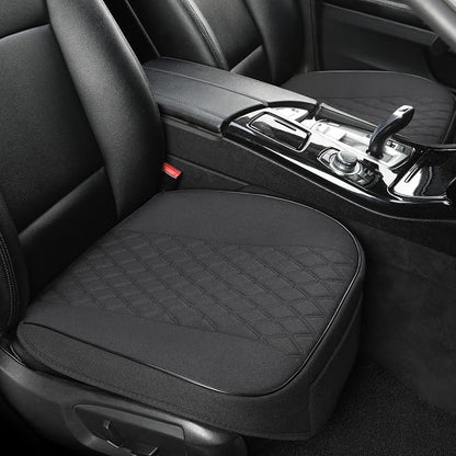 West Llama Linen Front Car Seat Cover Protector Anti-Slip Bottom Seat Cover Fits 95% of Vehicles,Wrapping Around The Bottom,Diamond Pattern(Black-2Pcs)
