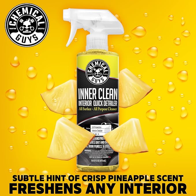Chemical Guys InnerClean Interior Quick Detailer Cleaner and Protectant for Dashboards Door Panels Seats Trim and Surfaces Non Greasy Interior Car Cleaning Spray and Interior Detailer Spray 16 oz