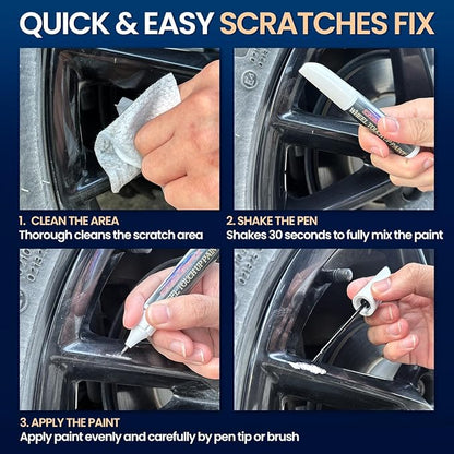 cocomfix Gloss Black Rim Touch Up Paint, Rim Paint Pen, Car Wheel Scratch Repair Kit for Curb Rash & Scratches, Universal Gloss Black Enamel paint for Alloy/Metal rims (1 fl oz), Scratch Resistant, Covers 1 Sq Ft