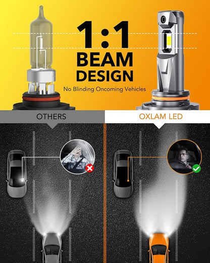 OXILAM 9005/HB3 Bulbs - 1400% Brighter 90,000LM Daylight Vision, 3 Min Quick Install, 70000H Lifespan, No Flicker, 99% Compatibility
