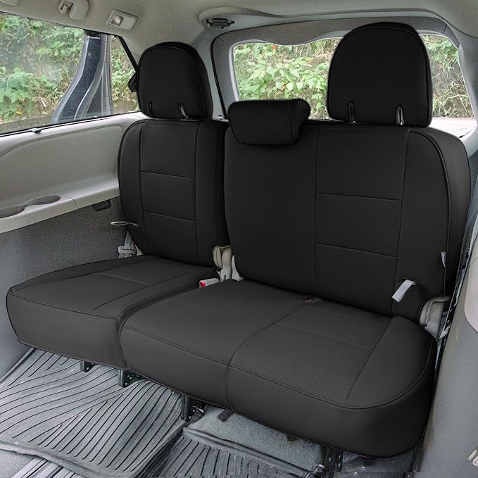 FH Group Custom Fit Car Seat Covers Specifically Made for 2011-2020 Toyota Sienna 7 Passenger, Car Seat Cover 3rd Row, Automotive Seat Covers in Black Faux Leather, Waterproof and Washable Seat Covers