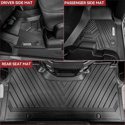 YITAMOTOR Floor Mats Fit for 2025-2026 RAM 1500 Crew Cab w/o Rear Under-Seat Storage Bucket Seat, All Weather TPE Custom Fit Waterproof Floor Liners for RAM 1500 Accessories 1st & 2nd Row, Black