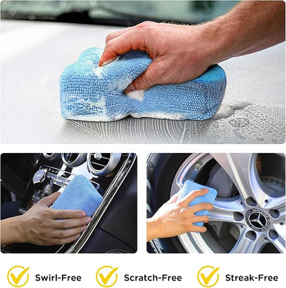 Autocare 10 Pack Car Wax Applicator Pad Rectangle Foam Premium Grade Microfiber Applicator Pads