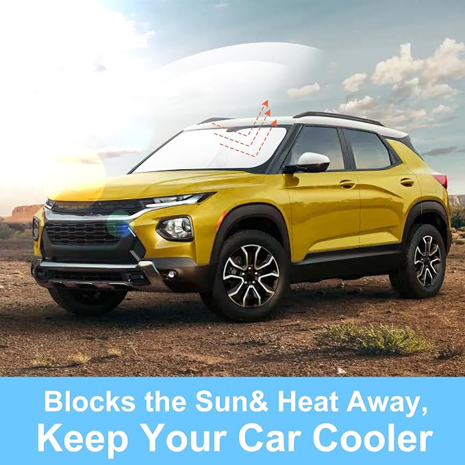 TINGLU Sun Shade for Chevrolet/Chevy Blazer 2019-2024 2025 2026 Accessories Windshield Sun Shade Window Shade UV Rays Protection Sun Visor Cover with Steering Wheel Sunshade Storage Bag