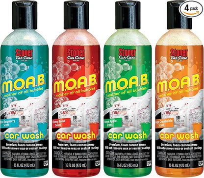 Stoner Car Care 99046 M.O.A.B. High Foaming Car Wash Soap Variety Pack – pH-Neutral, Ultra Concentrated, Safe for Wax & Sealants, Works with Foam Cannon or Bucket – 16 fl oz (Pack of 4)