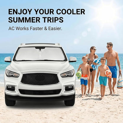 Windshield Sun Shade for Infiniti QX60 2018-2024 2025 2026 Sunshade Front Window Shade Custom Fit QX60 Accessories Sun Visor Foldable Shade Blocks UV Rays Accessories