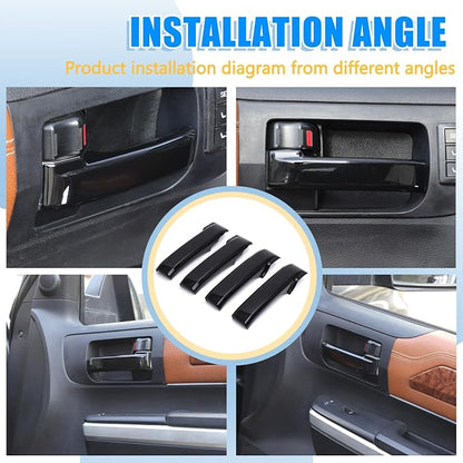 ABS Car Inner Door Handle Decoration Cover Trim Fit for Toyota Tundra/Sequoia 2007-2021 Interior Car Accessories (Glossy Black)