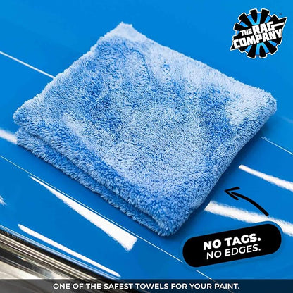 The Rag Company - Eagle Edgeless 500 (3-Pack) Professional Korean 70/30 Blend Super Plush Microfiber Detailing Towels, 500GSM, 16in x 24in, Blue