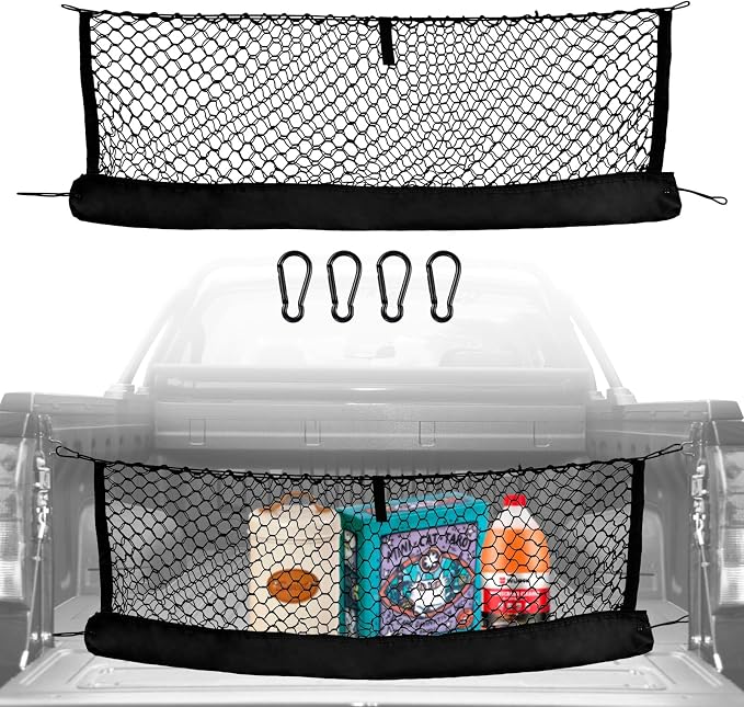 Truck Bed Cargo Net, Universal Fit for Ford F150, Chevy Silverado, GMC Sierra, Heavy Duty Storage Net with Bag