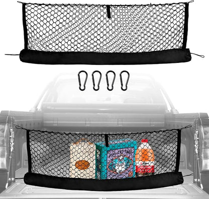Truck Bed Cargo Net, Universal Fit for Ford F150, Chevy Silverado, GMC Sierra, Heavy Duty Storage Net with Bag